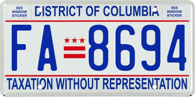 DC license plate FA8694