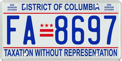 DC license plate FA8697