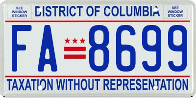 DC license plate FA8699