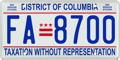 DC license plate FA8700