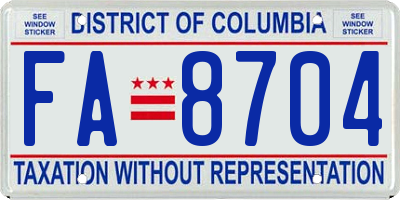 DC license plate FA8704