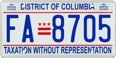 DC license plate FA8705