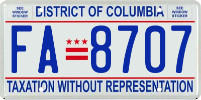 DC license plate FA8707