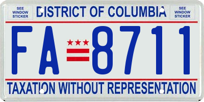 DC license plate FA8711