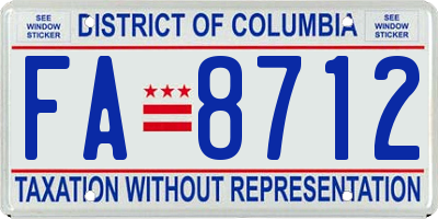 DC license plate FA8712