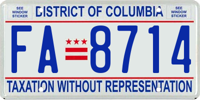 DC license plate FA8714