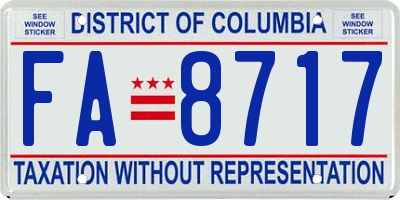 DC license plate FA8717