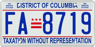 DC license plate FA8719