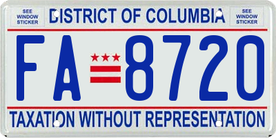 DC license plate FA8720