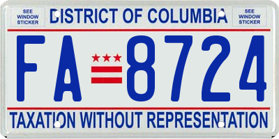 DC license plate FA8724