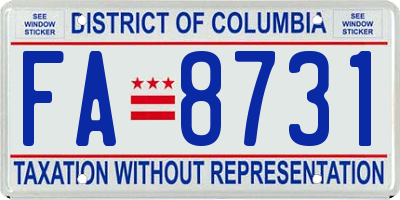 DC license plate FA8731