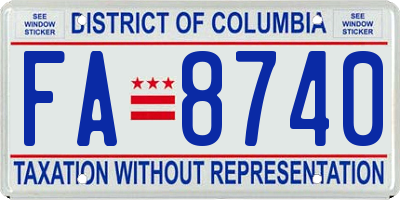 DC license plate FA8740