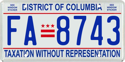 DC license plate FA8743