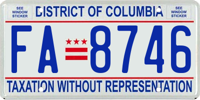 DC license plate FA8746