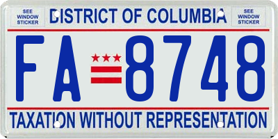 DC license plate FA8748