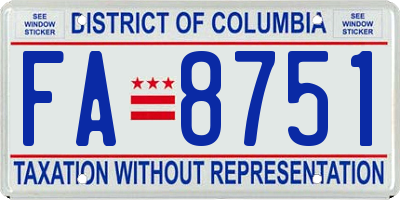 DC license plate FA8751