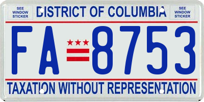 DC license plate FA8753