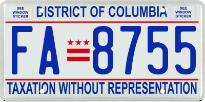 DC license plate FA8755