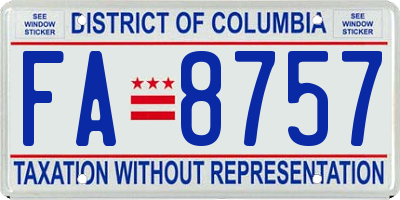 DC license plate FA8757