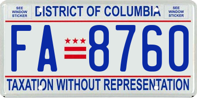 DC license plate FA8760