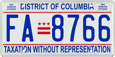 DC license plate FA8766