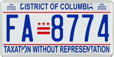 DC license plate FA8774