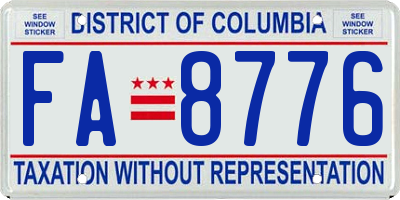 DC license plate FA8776