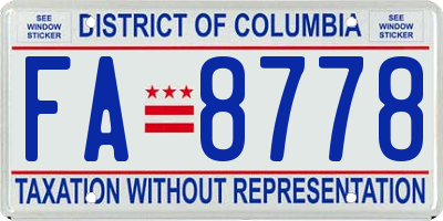 DC license plate FA8778