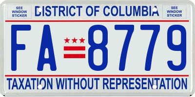 DC license plate FA8779