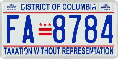 DC license plate FA8784