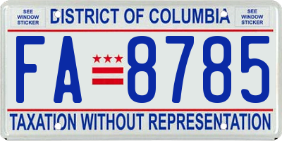 DC license plate FA8785