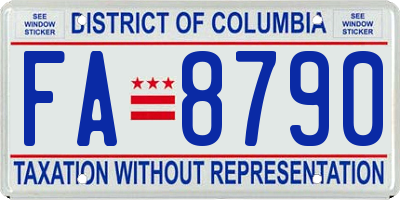 DC license plate FA8790