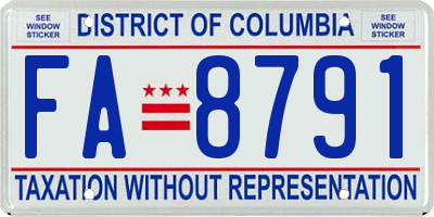 DC license plate FA8791