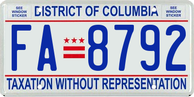 DC license plate FA8792