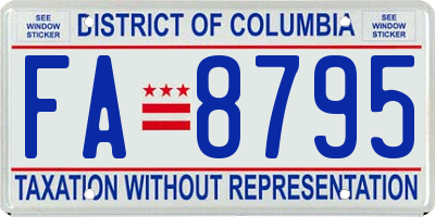 DC license plate FA8795