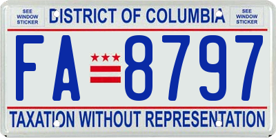 DC license plate FA8797