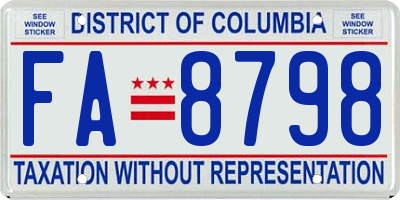 DC license plate FA8798