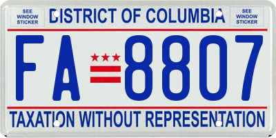 DC license plate FA8807