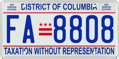 DC license plate FA8808