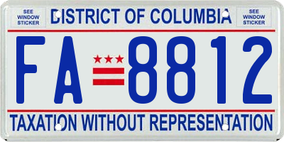 DC license plate FA8812