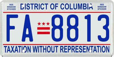 DC license plate FA8813