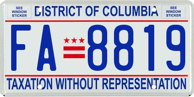 DC license plate FA8819