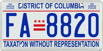 DC license plate FA8820