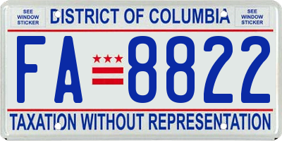 DC license plate FA8822