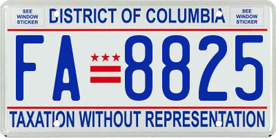 DC license plate FA8825