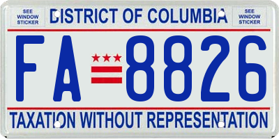 DC license plate FA8826