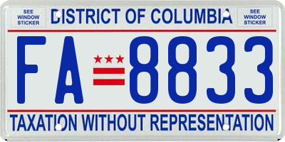 DC license plate FA8833