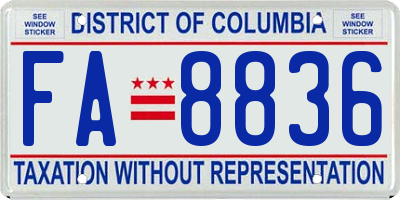 DC license plate FA8836