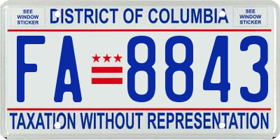 DC license plate FA8843