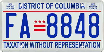 DC license plate FA8848